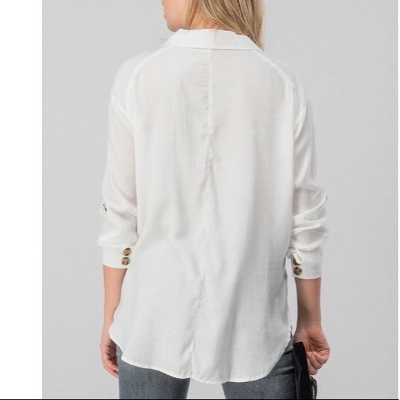 White Button Down Safari Top - Picture 2 of 2